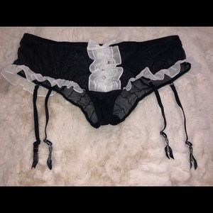 Victoria’s Secret tuxedo panties w/garter clips